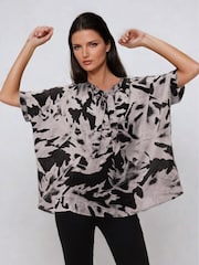 Religion Black Oversized Hidden Blouse In Abstract Print On Cupro - Image 5 of 6