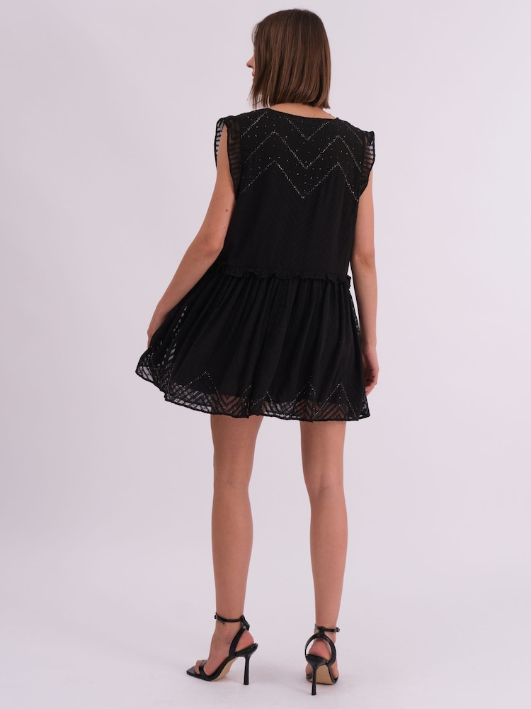 Religion Black Mini Karolina Cute Beaded Dress In Jaquard - Image 2 of 7