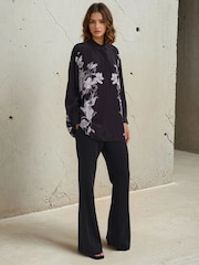 Religion Black Inversion Oversized Shirt With Monochrome Placement Print - Image 1 of 7