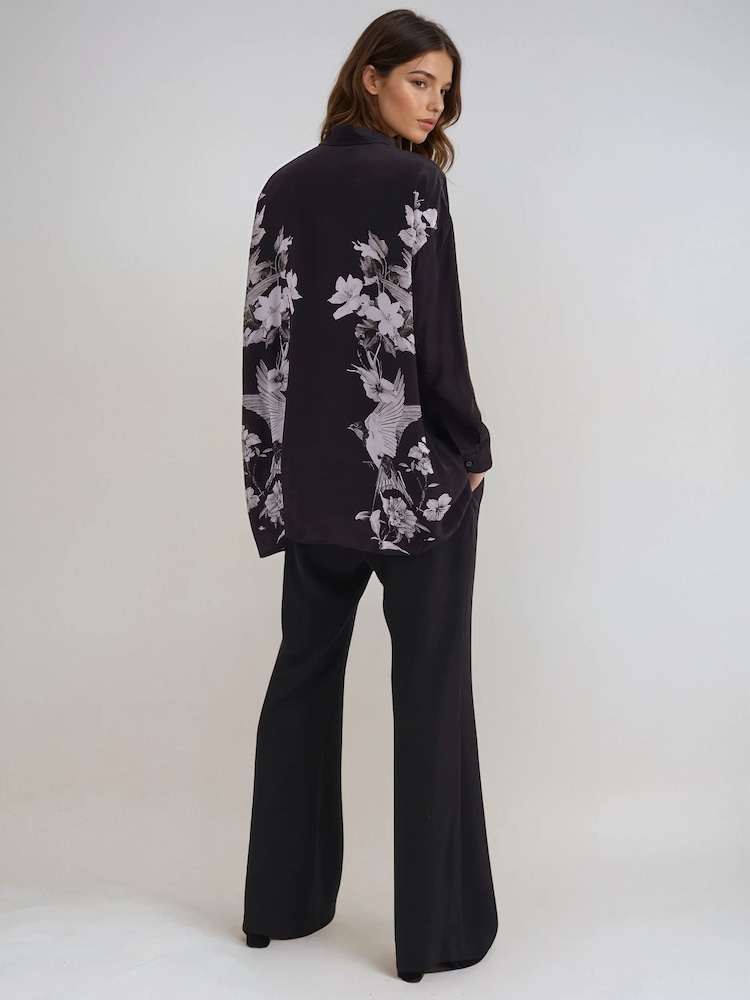 Religion Black Inversion Oversized Shirt With Monochrome Placement Print - Image 2 of 7