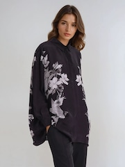 Religion Black Inversion Oversized Shirt With Monochrome Placement Print - Image 4 of 7