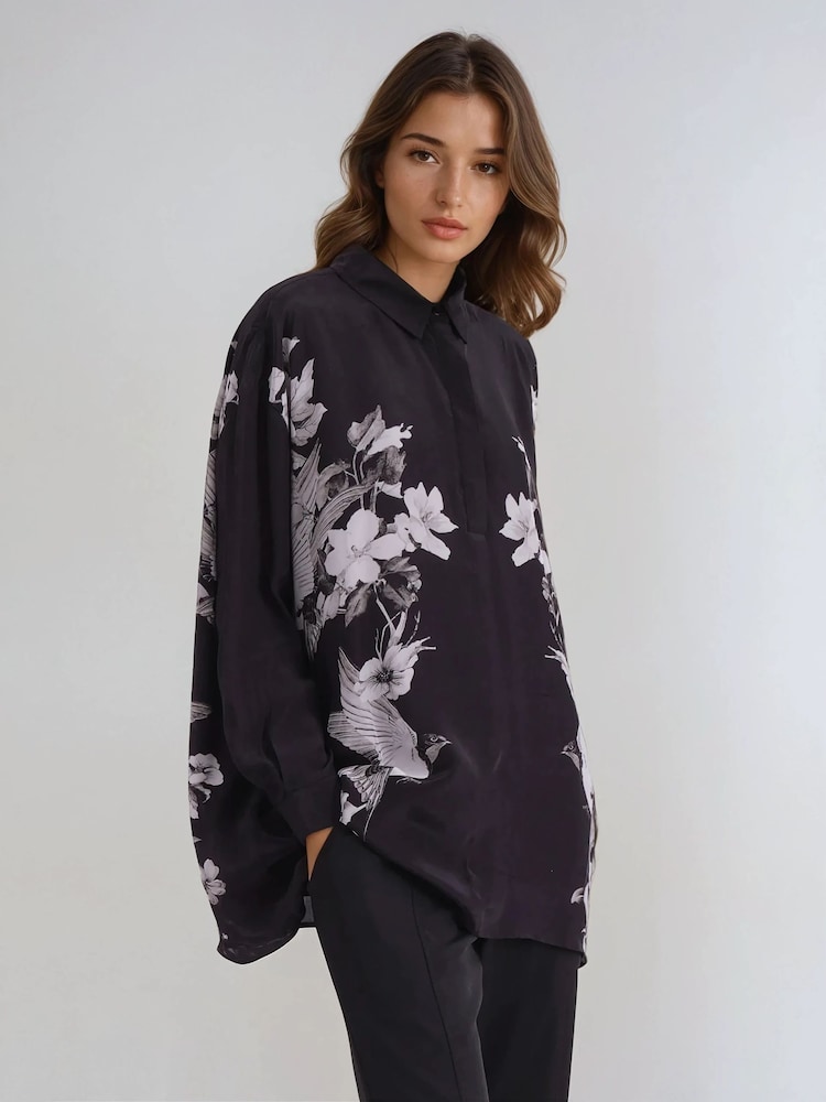 Religion Inversion Oversized Shirt With Monochrome Placement Print - Image 4 of 6