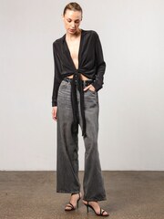 Religion Black Time Tie Top In Luxurious Cupro - Image 1 of 6