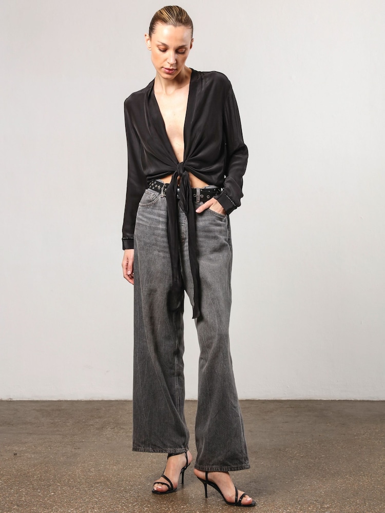 Religion Black Time Tie Top In Luxurious Cupro - Image 1 of 6 Religion Black Time Tie Top In Luxurious Cupro - Image 1 of 6