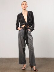 Religion Black Time Tie Top In Luxurious Cupro - Image 4 of 6