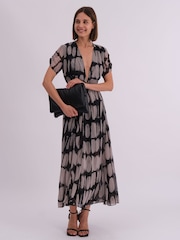 Religion Grey Delight Maxi Wrap Dress With Cap Sleeve in Beautiful Prints - Image 3 of 7