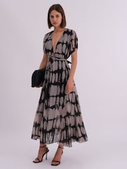 Religion Grey Delight Maxi Wrap Dress With Cap Sleeve in Beautiful Prints - Image 4 of 7
