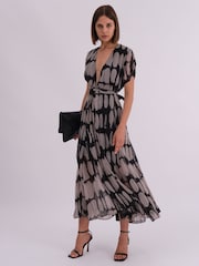Religion Grey Delight Maxi Wrap Dress With Cap Sleeve in Beautiful Prints - Image 6 of 7