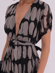 Religion Grey Delight Maxi Wrap Dress With Cap Sleeve in Beautiful Prints - Image 7 of 7