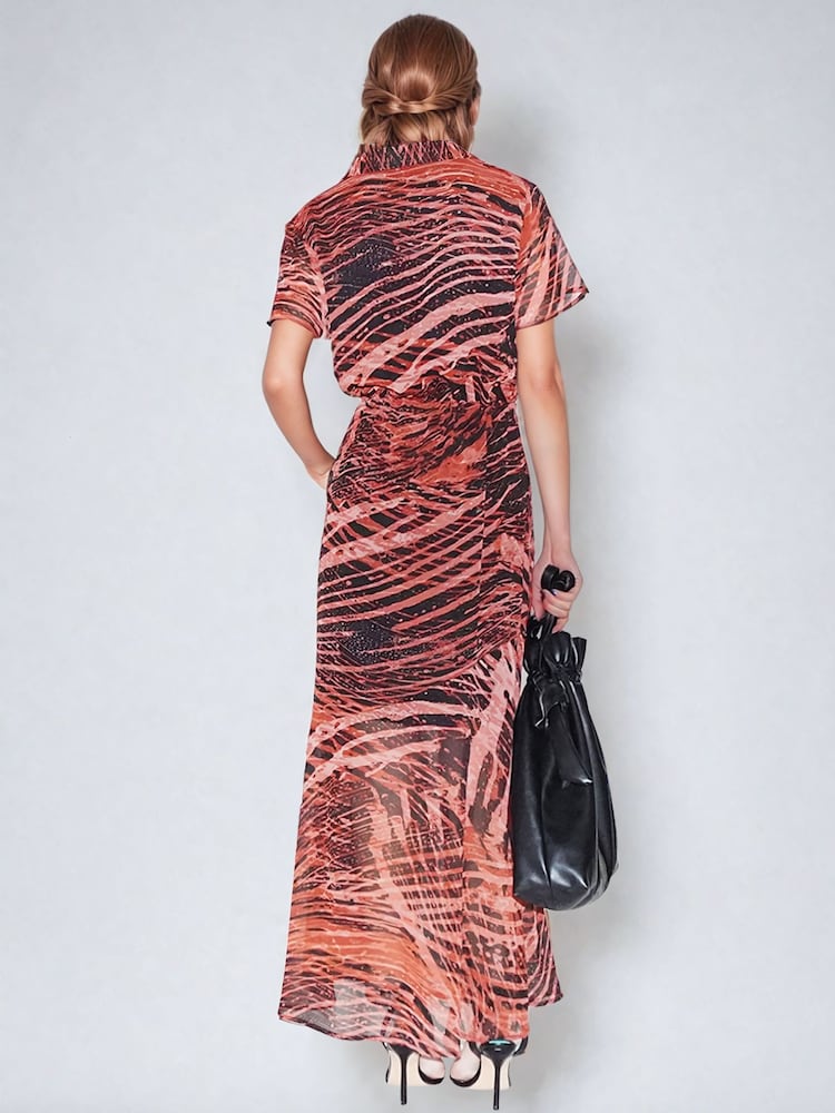 Religion Blossom Maxi-Hemdkleid mit Bindegürtel in der Taille und handgemalten Prints - Bild 2 von 6