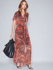 Religion Blossom Maxi-Hemdkleid mit Bindegürtel in der Taille und handgemalten Prints - Bild 4 von 6