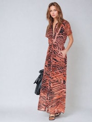 Religion Blossom Maxi-Hemdkleid mit Bindegürtel in der Taille und handgemalten Prints - Bild 6 von 6