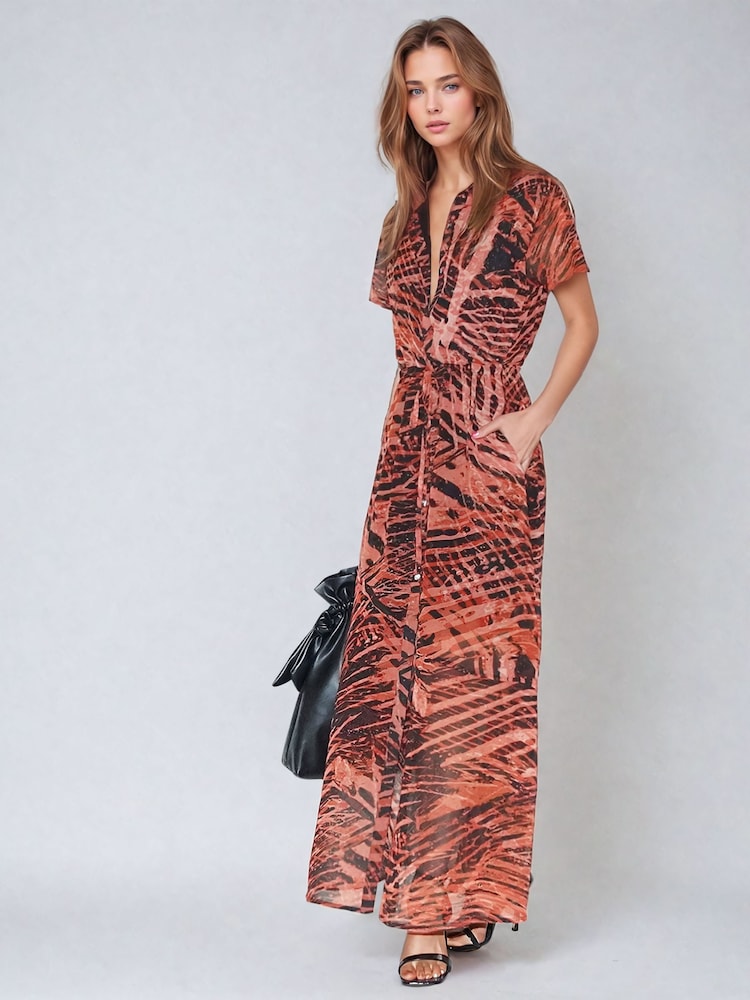 Religion Blossom Maxi-Hemdkleid mit Bindegürtel in der Taille und handgemalten Prints - Bild 6 von 6