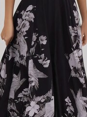 Religion Black Inversion Maxi Dress In Cupro With Beautiful Swallow Print - Image 6 of 7