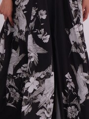 Religion Black Inversion Maxi Dress In Cupro With Beautiful Swallow Print - Image 7 of 7
