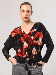 Religion Black Spell Top With Burnt Flower Placement Print And Tassle Tie Waist - Image 3 of 6