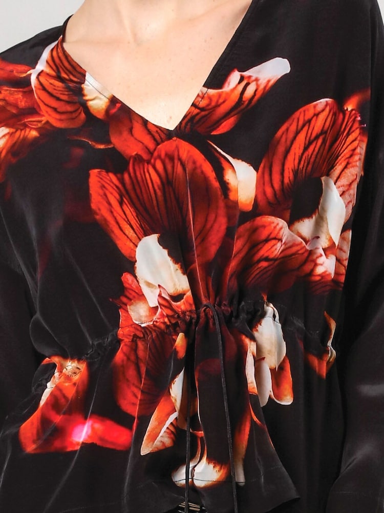 Religion Black Spell Top With Burnt Flower Placement Print And Tassle Tie Waist - Image 6 of 6