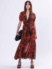 Religion Red Delight Maxi Wrap Dress With Cap Sleeve in Beautiful Prints - Image 1 of 6