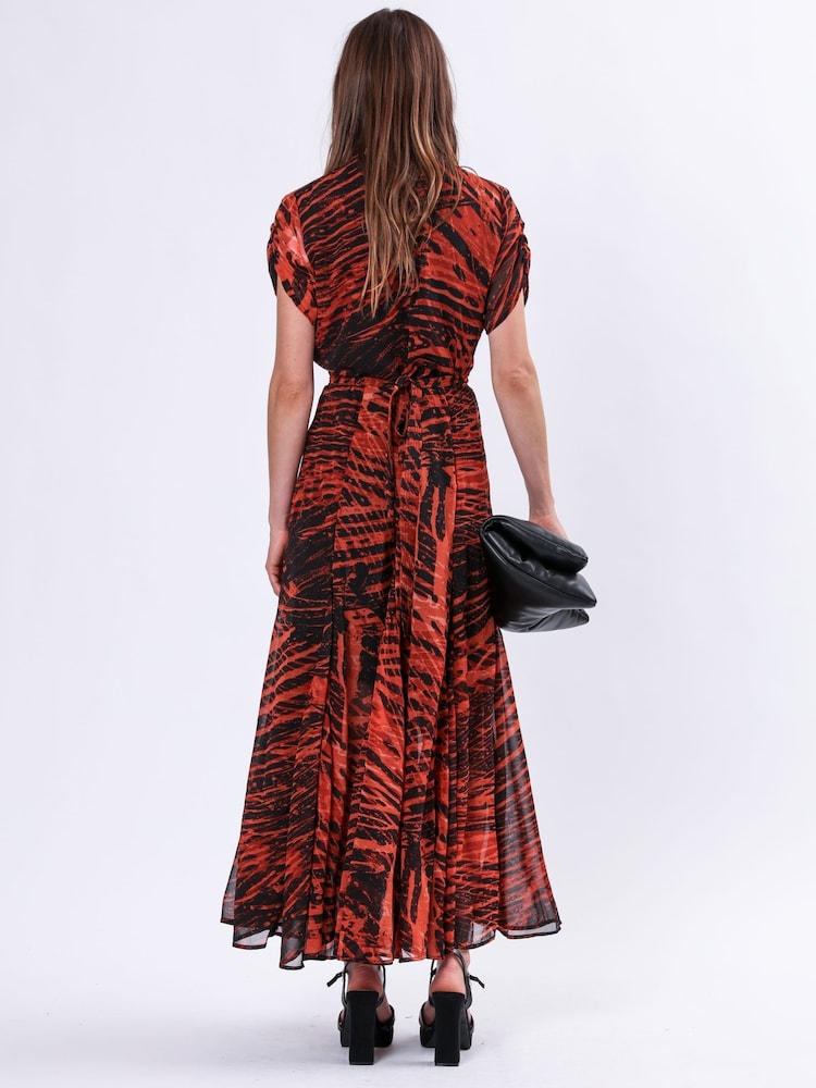 Religion Red Delight Maxi Wrap Dress With Cap Sleeve in Beautiful Prints - Image 2 of 6