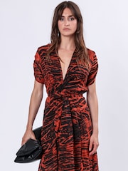 Religion Red Delight Maxi Wrap Dress With Cap Sleeve in Beautiful Prints - Image 5 of 6