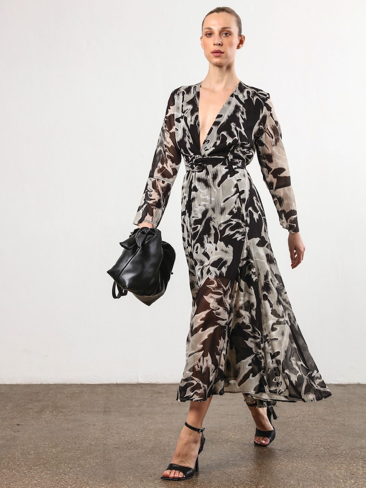 Religion Black Flash Maxi Dress With Multi Tying Wrap Options - Image 2 of 6