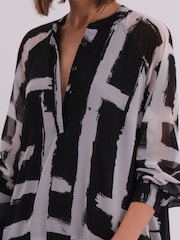 Religion Black Sunset Maxi Shirt Dress With A Tiered Boho Style Skirt In Abstract Prints - Image 6 of 6