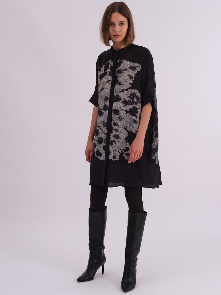 Gris - Religion Oversized Twist Tunic Dress with Large Leopard Leaf Print - Imagen 1 de 7 Gris - Religion Oversized Twist Tunic Dress with Large Leopard Leaf Print - Imagen 1 de 7