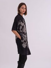 Religion Grey Oversized Twist Tunic Dress with Large Leopard Leaf Print - Image 6 of 7