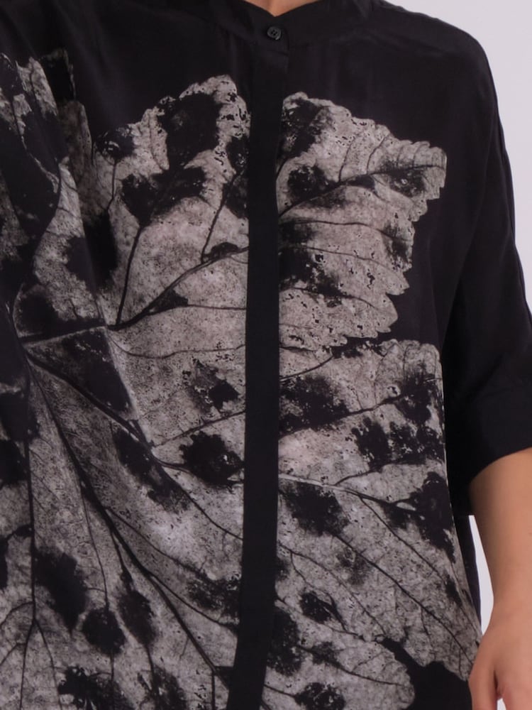 Religion Grey Oversized Twist Tunic Dress with Large Leopard Leaf Print - Image 7 of 7
