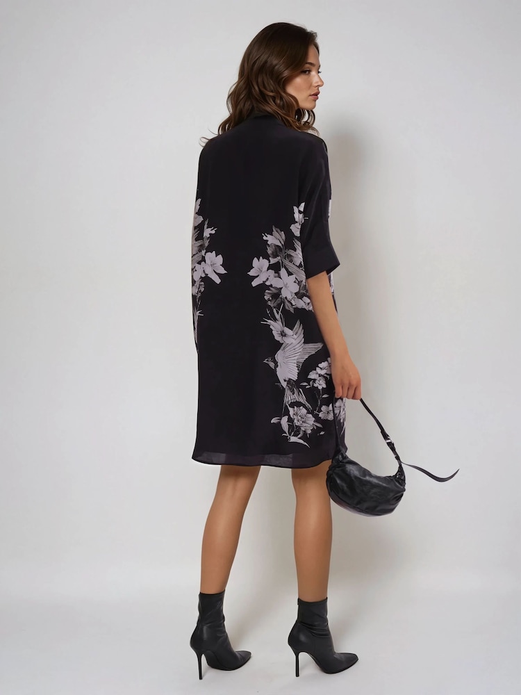 Religion Black Inversion Tunic Dress With Beautiful Swallow Print - Image 2 of 6