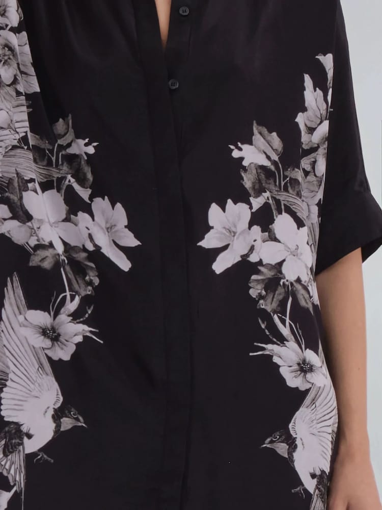Religion Black Inversion Tunic Dress With Beautiful Swallow Print - Image 5 of 6