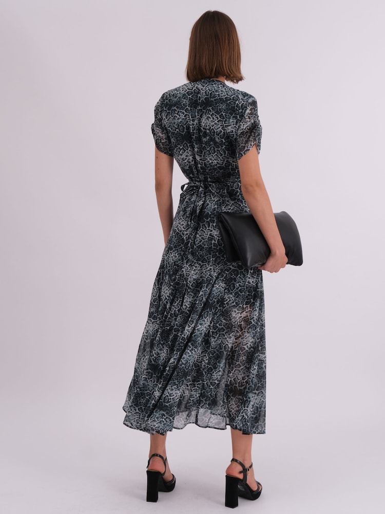 Religion Green Delight Maxi Wrap Dress With Cap Sleeve in Beautiful Prints - Image 1 of 7 Religion Green Delight Maxi Wrap Dress With Cap Sleeve in Beautiful Prints - Image 1 of 7