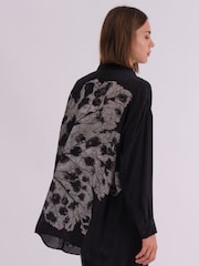 Religion Grey Oversized Twist Shirt In Beautiful Bold Placement Prints - Image 2 of 7