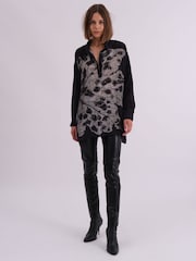 Religion Grey Oversized Twist Shirt In Beautiful Bold Placement Prints - Image 3 of 7