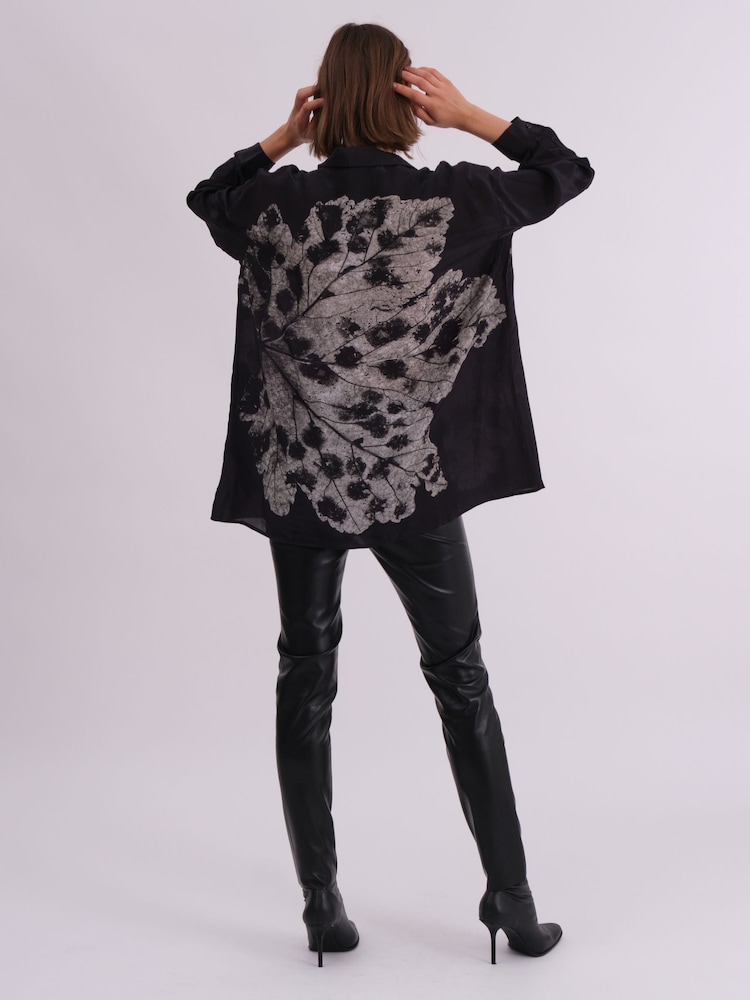 Religion Grey Oversized Twist Shirt In Beautiful Bold Placement Prints - Image 4 of 7