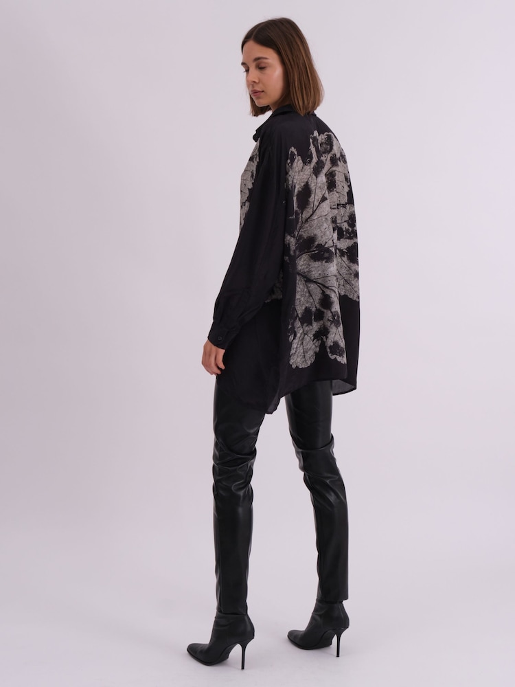 Religion Grey Oversized Twist Shirt In Beautiful Bold Placement Prints - Image 5 of 7