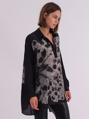 Religion Grey Oversized Twist Shirt In Beautiful Bold Placement Prints - Image 6 of 7