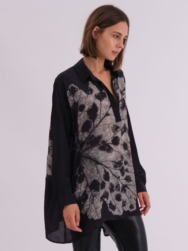 Religion Grey Oversized Twist Shirt In Beautiful Bold Placement Prints - Image 6 of 7