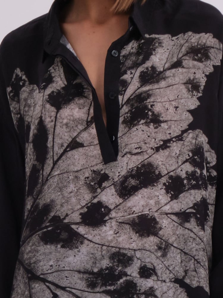 Religion Grey Oversized Twist Shirt In Beautiful Bold Placement Prints - Image 7 of 7