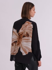 Religion Blouse com floral abstrata grande  Print e no pescoço Tie - Imagem 2 de 7
