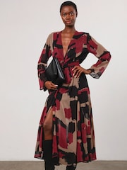 Religion Red Flash Maxi Dress With Multi Tying Wrap Options - Image 5 of 6