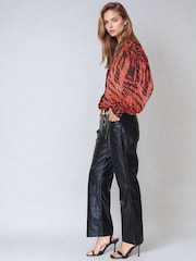 Religion Natural Oversized Georgette Shirt With High Low Hem In Hand Painted Prints - Image 4 of 6
