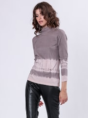 Religion Shade Long Sleeve Polo Top In Hand Tie Dye Stripe - Image 1 of 6
