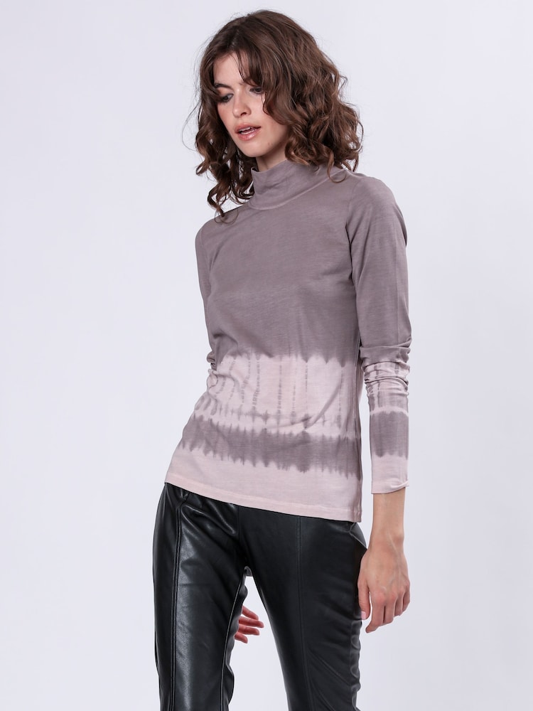 Religion Shade Long Sleeve Polo Top In Hand Tie Dye Stripe - Image 1 of 6