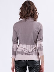 Religion Shade Long Sleeve Polo Top In Hand Tie Dye Stripe - Image 2 of 6