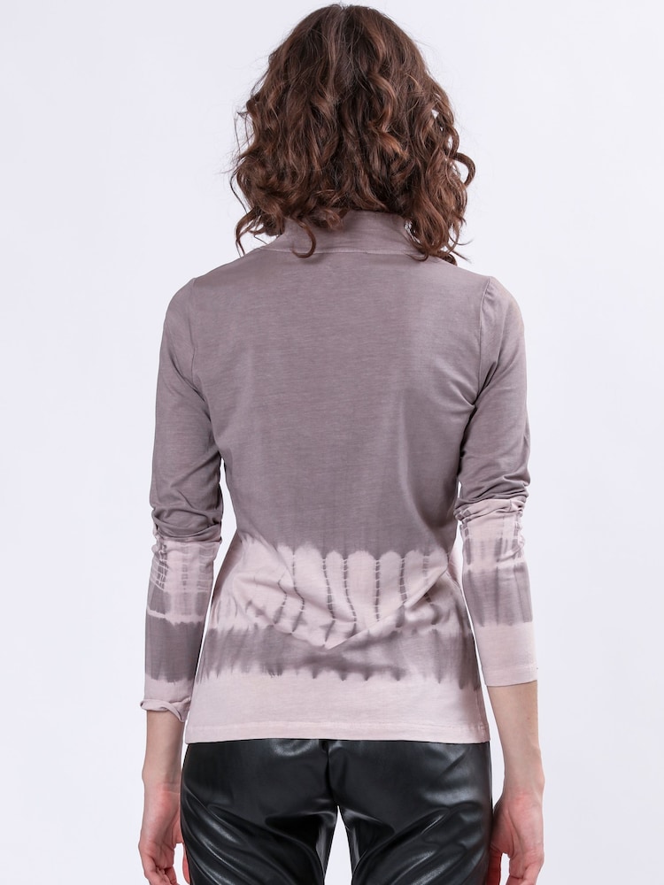 Religion Shade Long Sleeve Polo Top In Hand Tie Dye Stripe - Image 2 of 6