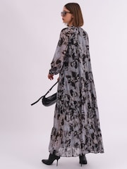 Religion Grey Sunset Maxi Shirt Dress With A Tiered Boho Style Skirt In Abstract Prints - Image 4 of 7