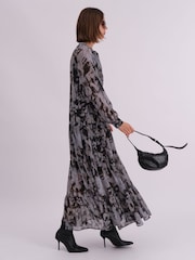 Religion Grey Sunset Maxi Shirt Dress With A Tiered Boho Style Skirt In Abstract Prints - Image 5 of 7