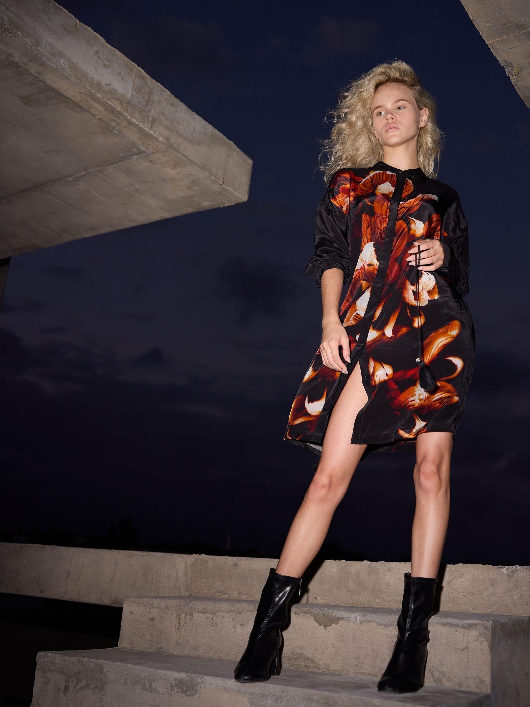 Buy Religion Black Longline Cluster Tunic Dress In Vibrant Floral Placement Print On Black from Next Germany