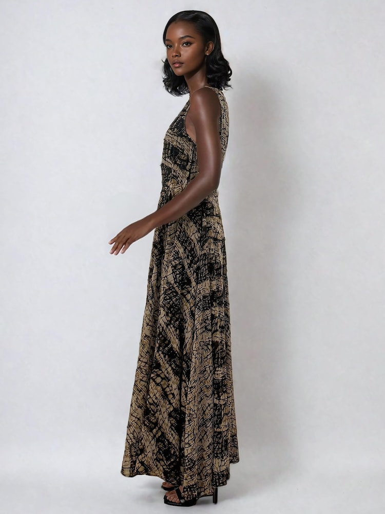Religion Brown Signature One Shoulder Maxi Dress With Full Multi Layered Skirt - Image 6 of 6